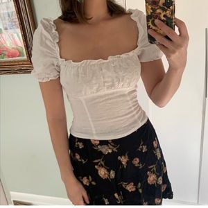 Reformation Puff Sleeve Linen Top Sz 4